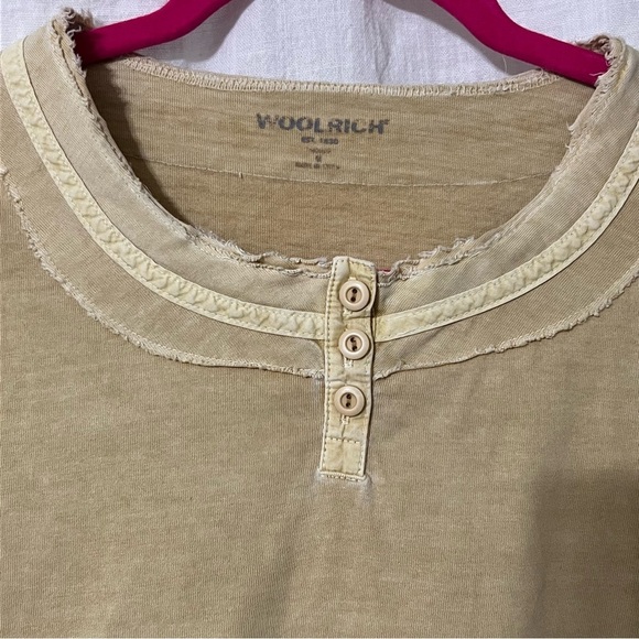 Woolrich Women's Medium Henley Top Long Sleeve buttery yellow color - Picture 2 of 5